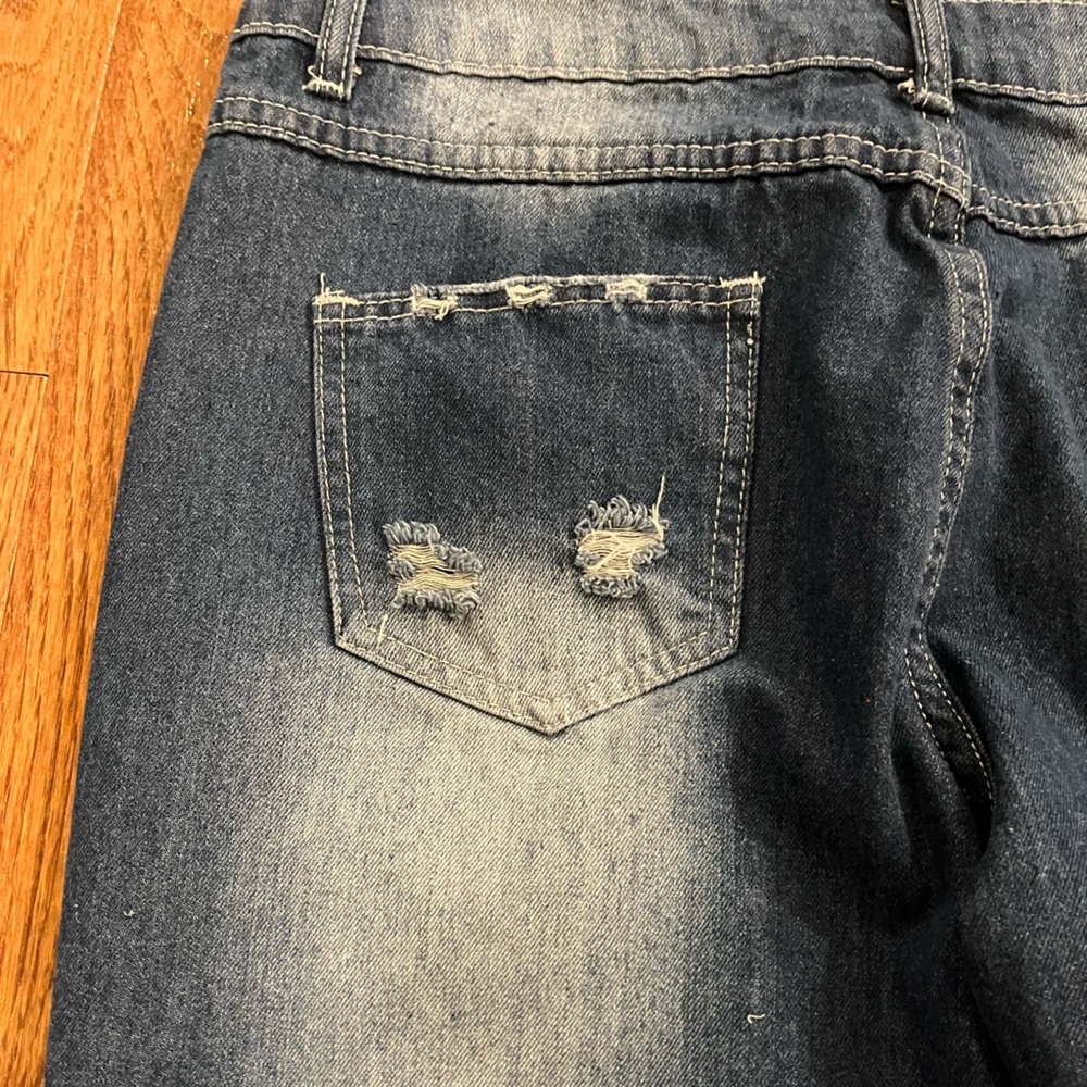 Distressed Unique Patchwork Bootcut Western Jeans… - image 4